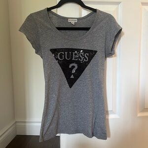 Grey Sequin Guess Top